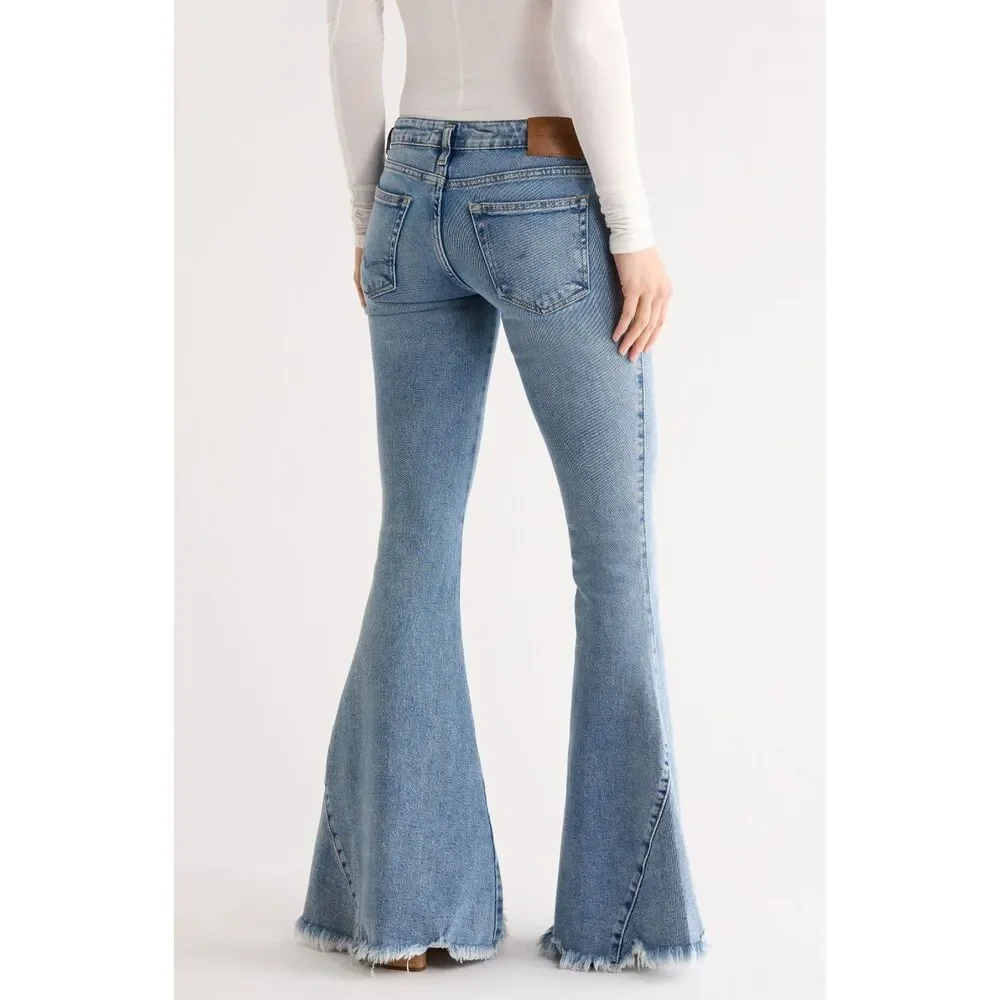 We The Free Emre Flare Frayed Hem Jeans Light Blue 24